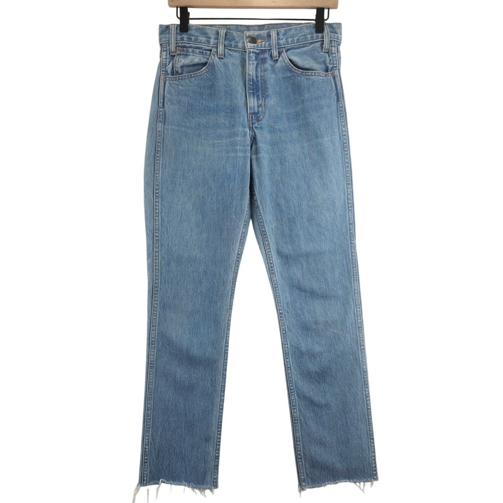 Vintage Levi Strauss 606‎ ORANGE TAB Womens Denim Jeans Light Wash Frayed hem
